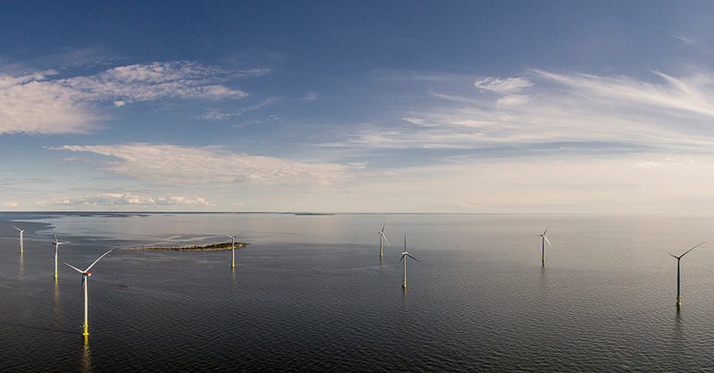 Tuulivoimailmakuva mereltä, kuva: Hyötytuuli Oy