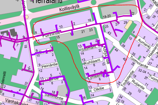 Herralahden kaukolämpökatko 7.10 klo 8.00 alkaen karttakuva