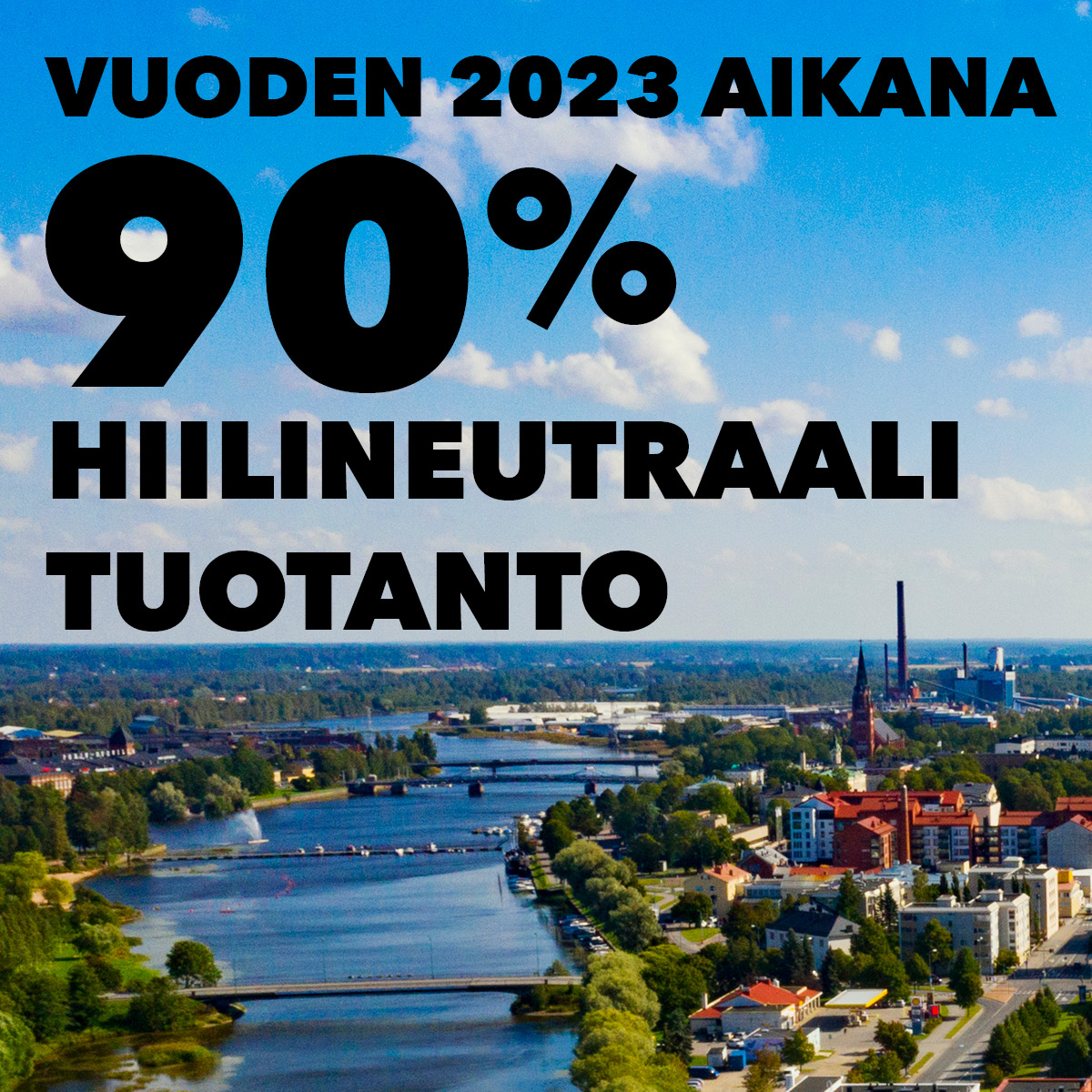 Kuvituskuva, tuotantomme 90% hiilineutraali vuoden 2023 aikana